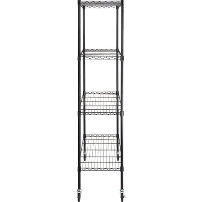 Storage Shelf with Wheels, 4-Tier Adjustable, 700 lbs Capacity, Heavy Duty Garage Shelves Metal Organizer Wire Rack, Black, 47.2" L x 17.7" W x 74" H for Kitchen Pantry Basement Bathroom