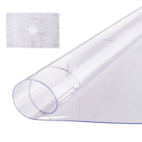 Plastic Table Cover, 48 x 48 Inch 2.0 mm Thick Clear Table Protector, Round PVC Desk Mat, Waterproof & Easy Cleaning Desk Pad Tablecloth, for Office Dresser Dining Room Table Night Stand