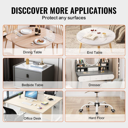 PVC bordsskydd 48 tum runt skrivbordsskydd i klar plast 2,0 mm tjockt