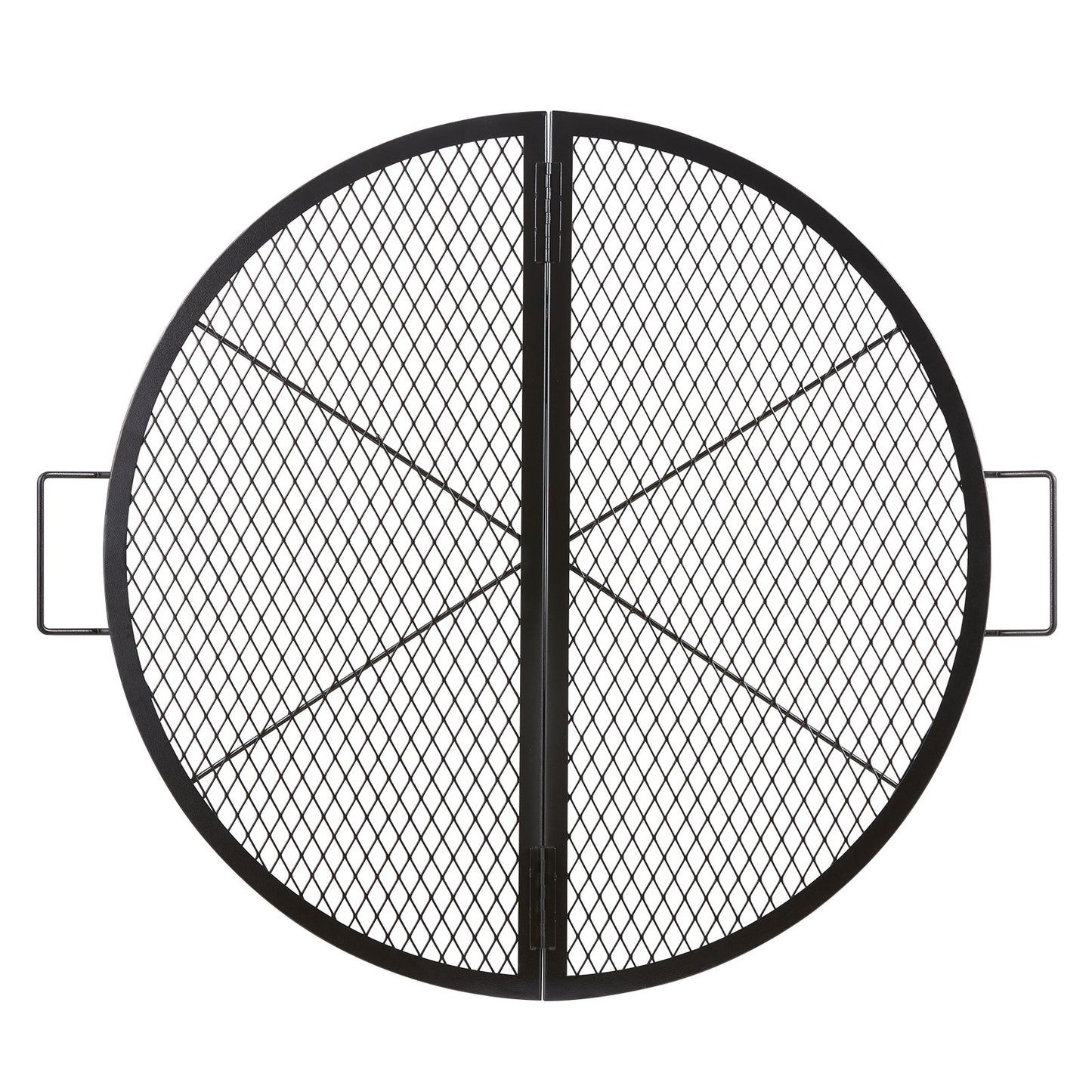 X-Marks Feuerstellen-Grillrost, faltbarer runder Grillrost, robuster Lagerfeuer-Grillrost aus Stahl mit Griff und Stütz-X-Draht, tragbare Campingküche für Partys im Freien, 91,4 cm, Schwarz