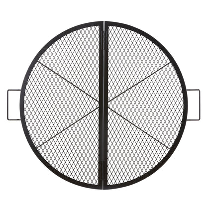 X-Marks Feuerstellen-Grillrost, faltbarer runder Grillrost, robuster Lagerfeuer-Grillrost aus Stahl mit Griff und Stütz-X-Draht, tragbare Campingküche für Partys im Freien, 91,4 cm, Schwarz