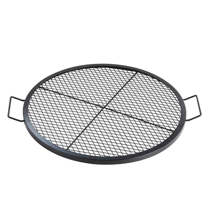 X-Marks Fire Pit Grill Grate, Round Cooking Grate, Heavy Duty Steel Campfire BBQ Grill Grate with Handle and Support X Wire, Portable Camping Cooking Utensil for Outdoor Party and Gathering, 30 Inch Black