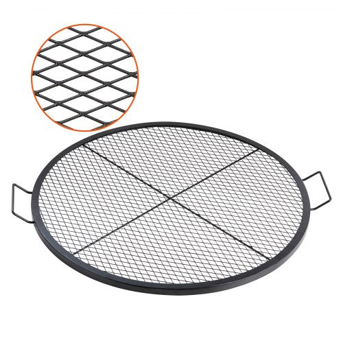 X-Marks Fire Pit Grill Grate, Round Cooking Grate, Heavy Duty Steel Campfire BBQ Grill Grate with Handle and Support X Wire, Portable Camping Cooking Utensil for Outdoor Party &amp; Gathering, 36 Inch Black | EU