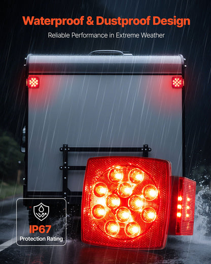 Trailer Lights, 12V LED Trailer Tail Lights Kit with Stop Brake Turn Tail License Plate Clearance Lamp, Waterproof Tow Lighting Kit with Wiring Harness for Boat Truck Camper RV Snowmobile Bus