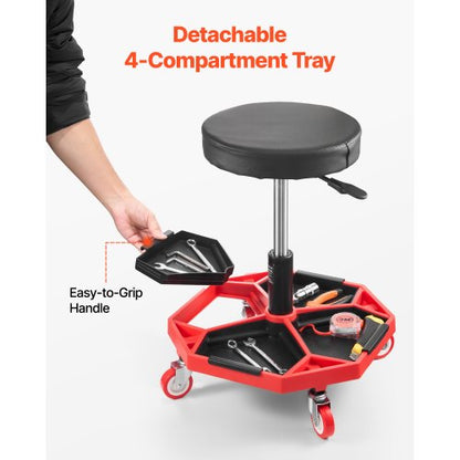 Rollbarer Mechanikerhocker, verstellbarer Garagensitz, 136 kg Tragkraft, mit Rädern | EU