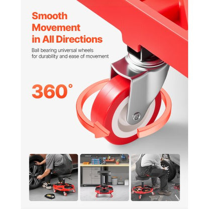 Rollbarer Mechanikerhocker, verstellbarer Garagensitz, 136 kg Tragkraft, mit Rädern | EU