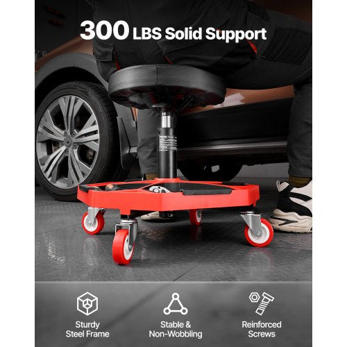 Rollbarer Mechanikerhocker, verstellbarer Garagensitz, 136 kg Tragkraft, mit Rädern | EU