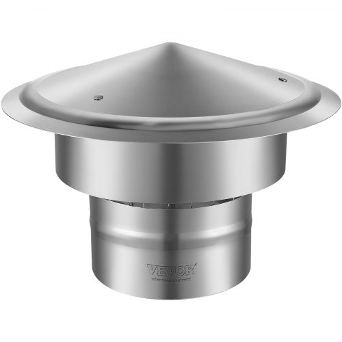 Chimney Cap, 6 inch, 304 Stainless Steel Round Roof Rain Cap, 11.81-inch Increased Caps, All Weather & Reinforced Screws & Easy Installation, for Perfect Insulation Vent Cover Outside, Silver