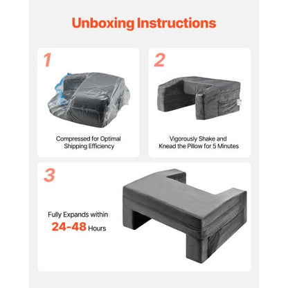 Reading cushion Kneeling desk cushion with 2 pockets and cup holder Washable fabric