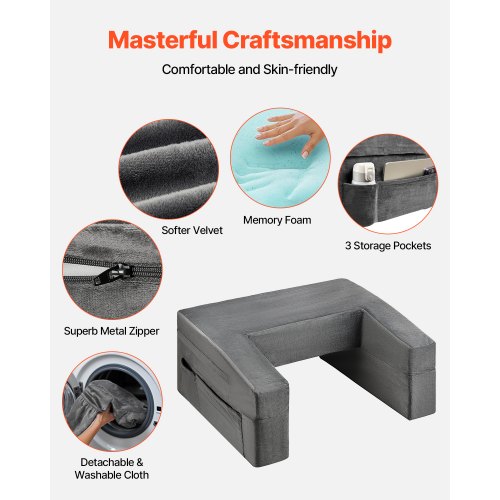 Reading cushion Kneeling desk cushion with 2 pockets and cup holder Washable fabric