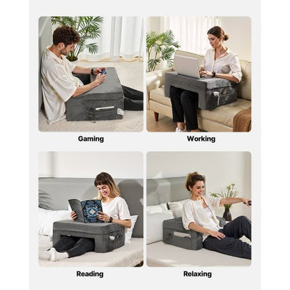Reading cushion Kneeling desk cushion with 2 pockets and cup holder Washable fabric