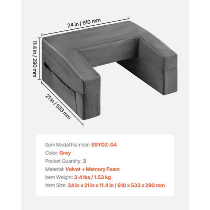 Reading cushion Kneeling desk cushion with 2 pockets and cup holder Washable fabric