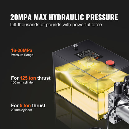 Hydraulic Pump, 8 Quart Dump Trailer Pump, Single Acting Hydraulic Power Unit, 3200 PSI Max Relief Pressure, 0.91 GPM Flow Rate, Hydraulic Pump Power Unit for Dump Trailer Car Lifting