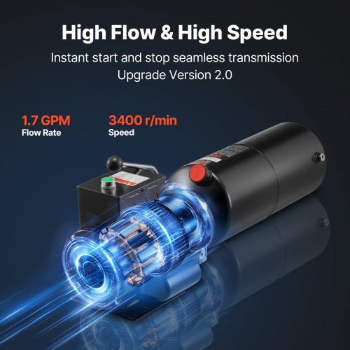 hydraulpump, AC 220V, 10 liter enkelverkande hydraulenhet, 6,3 l/min oljeflöde, max. utloppstryck 22 MPa för dumper, bilverkstad, billyftplattformar, svart |  EU