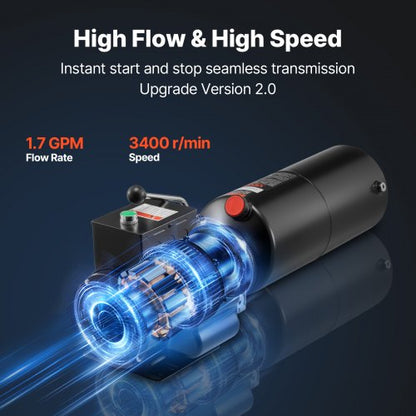 hydraulpump, AC 220V, 10 liter enkelverkande hydraulenhet, 6,3 l/min oljeflöde, max. utloppstryck 22 MPa för dumper, bilverkstad, billyftplattformar, svart |  EU