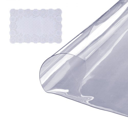 Clear Table Cover Protector, 48 inch/1230 mm Round Table Cover, 1.5 mm Thick PVC Plastic Tablecloth, Waterproof Desktop Protector for Writing Desk, Coffee Table, Dining Room Table