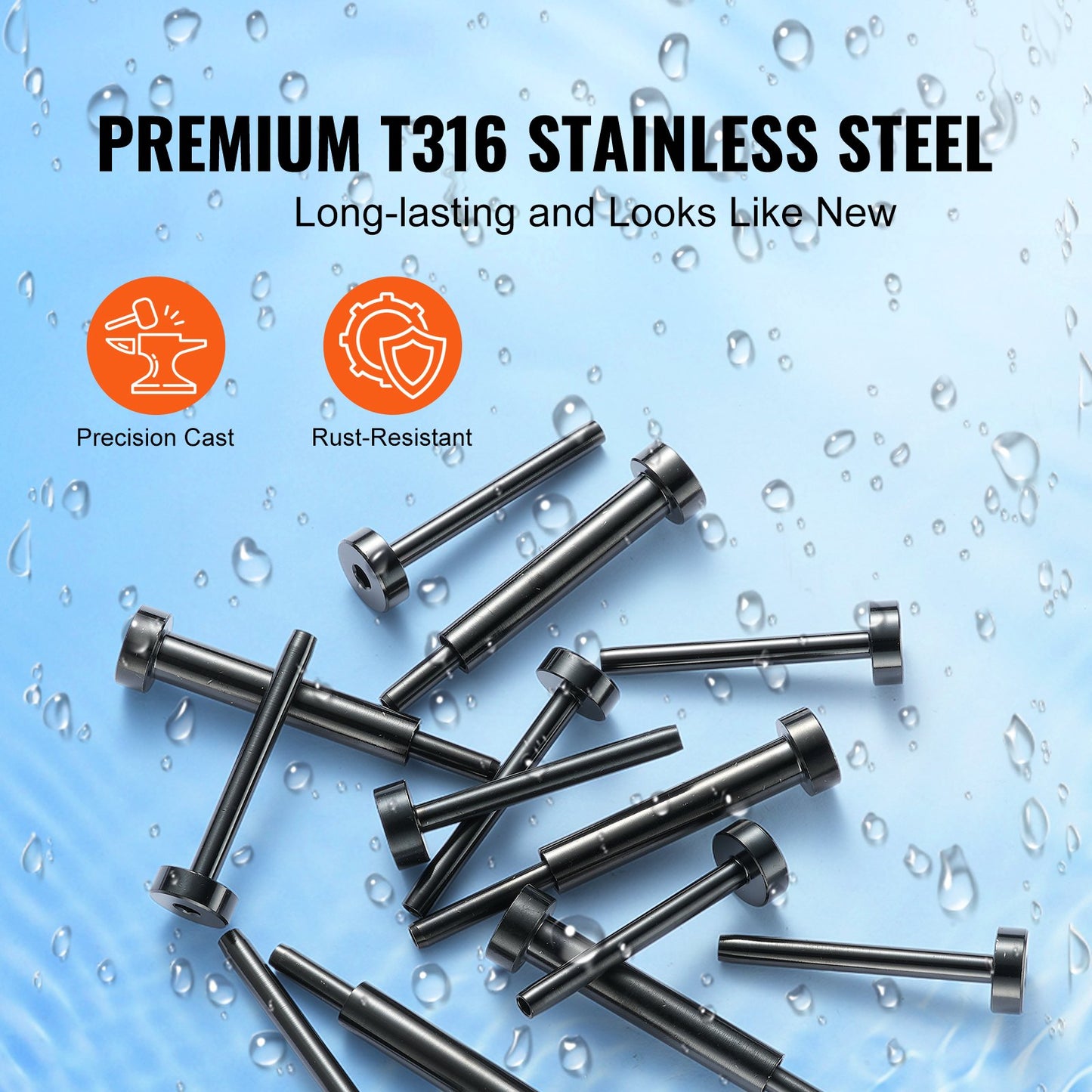 30-Pack Invisible Cable Railing Kit, T316 Stainless Steel 3.2mm Invisible Receiver and Coil Rod End for Cable Railing, Coil Tensioner 3.2mm for Wood/Metal Post, Cable Railing, Black