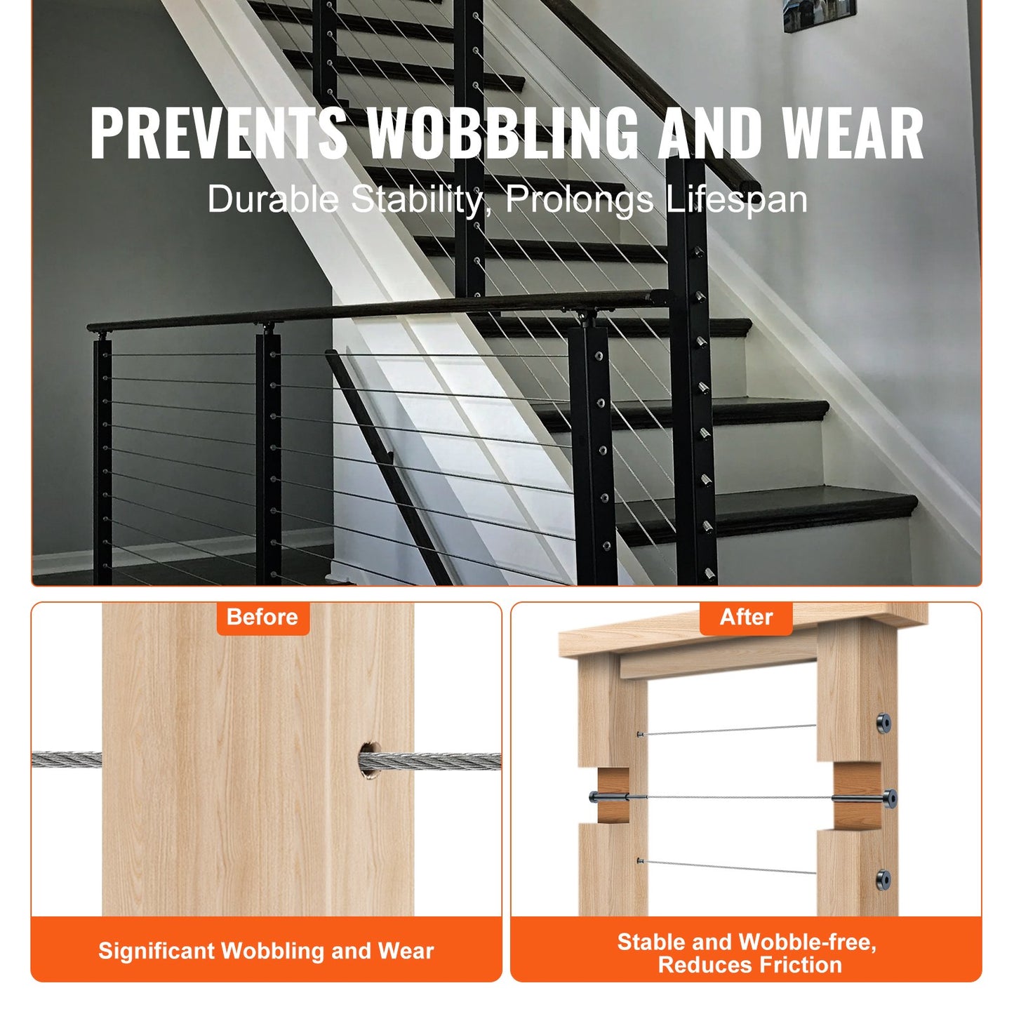 40 Pack Invisible Cable Railing kit, T316 Stainless Steel 1/8" Invisible Receiver and Swage Stud End for Cable Railing, Swage Tensioner 1/8" for Wood/Metal Post, Cable Railing Hardware, Black