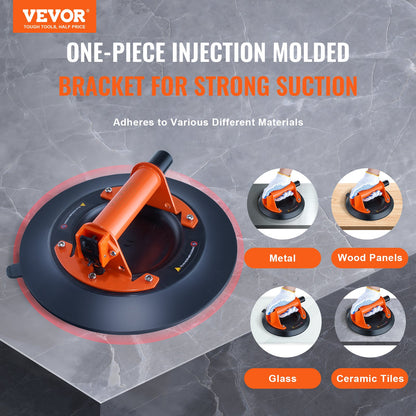 Glassugkopp, 10" 990 lbs lastkapacitet, vakuumsugkopp med stålhandtag & bärlåda, Heavy Duty industriell sugkoppslyftverktyg för glas, granit, kakel, metall, träpanellyft