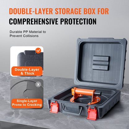 Glassugkopp, 10" 990 lbs lastkapacitet, vakuumsugkopp med stålhandtag & bärlåda, Heavy Duty industriell sugkoppslyftverktyg för glas, granit, kakel, metall, träpanellyft