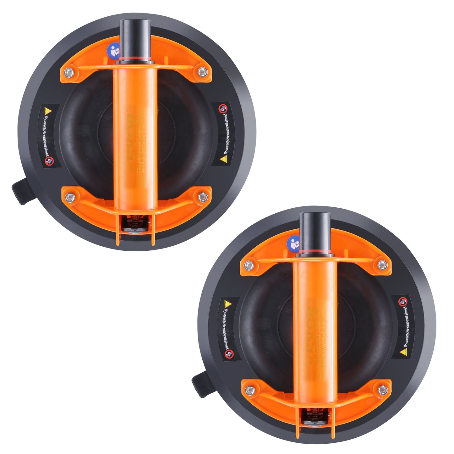 Glassugkopp, 8" 2-pack 615 lbs lastkapacitet, vakuumsugkopp med stålhandtag och bärlåda, tunga industriella sugkoppslyftverktyg för glas, granit, kakel, metall, trälyft