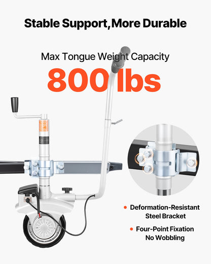 Electric Trailer Dolly, 5500 lbs Towing Capacity, 380W 12V Motorized Jockey Wheel with 23 ft/min Moving Speed, 12.2-24.8 in Adjustable Clamp Height & 8 in Rubber Tire, For Moving Caravan Boat