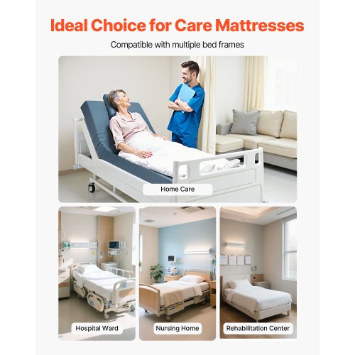 sjukhusmadrass för medicinsk säng, 6 tum, vattentålig, halkfri skummadrass för hemmet