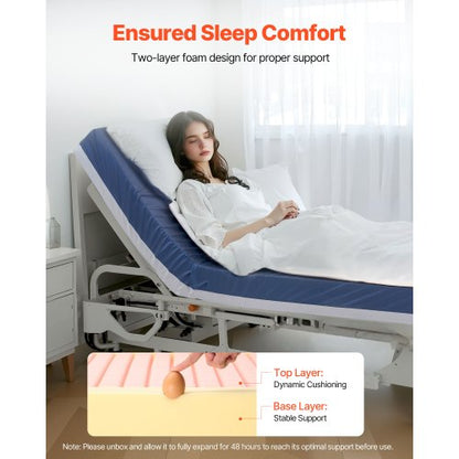 sjukhussängmadrass 6-tums vattentålig halkfri skummadrass 500 lbs