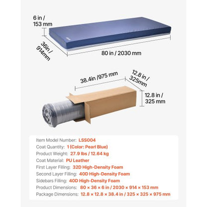 sjukhussängmadrass 6-tums vattentålig halkfri skummadrass 500 lbs