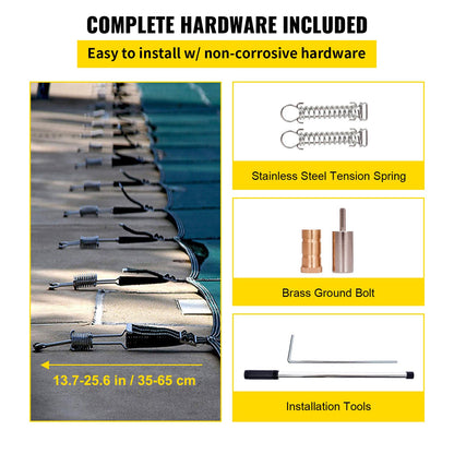 Pool Safety Cover Fits 20x40ft Rectangle Inground Pools, Safety Pool Cover with 4x10ft Center End Steps, Mesh Solid Pool Cover with Drainage Holes for Pool, Winter Safety Cover, Green