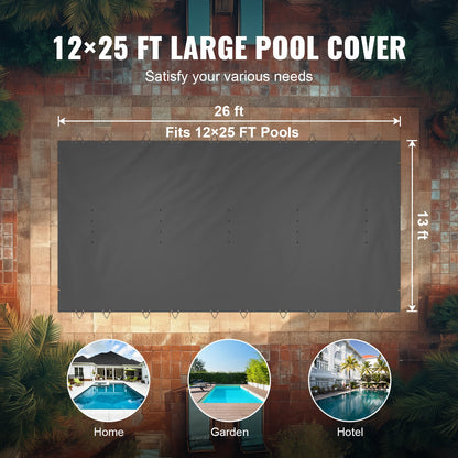 Pool-Sicherheitsabdeckung, 13 x 26 Fuß große In-Ground-Poolabdeckung, Anthrazit-In-Ground-Poolabdeckung, PVC-Poolabdeckung, rechteckige Sicherheits-Poolabdeckung, solide Sicherheits-Poolabdeckung für den Winterschutz, Abdeckung für Schwimmbecken