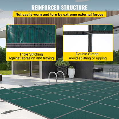 Sicherheitsabdeckung für Einbaupools, Winter-Poolabdeckung, 5,5 x 10,3 m, mit linker Stufe