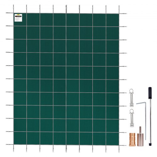 Inground Pool Safety Cover, 20 ft x 42 ft Rectangular Winter Pool Cover, Triple Stitched, High Strength Mesh PP Material with Good Rain Permeability, Installation Hardware Included, Green