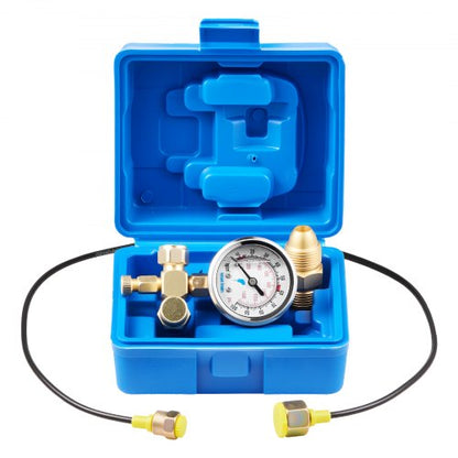 Hydraulic Nitrogen Accumulator Charging Kit, 0-1420 PSI Nitrogen Fill Kit, Pressure Test System with 1 Pressure Gauge, 1 Gas Hose, 1 Valve Body and 1 CGA580 Adapter for Construction Machinery