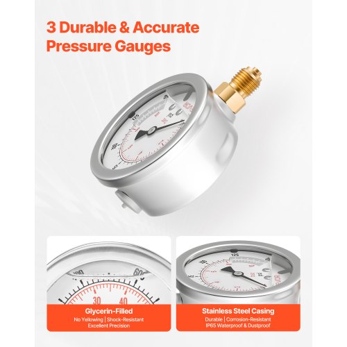 Hydraultryckstestsats, 10/60/160/400/600 bar (150/900/2300/6000/9000 psi), Hydraulisk mätaresats 5 mätare 20 kopplingar 4 snabbkopplingar 3 slangar för grävmaskin och byggmaskiner |  EU