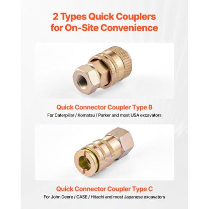 Hydraultryckstestsats, 10/60/160/400/600 bar (150/900/2300/6000/9000 psi), Hydraulisk mätaresats 5 mätare 20 kopplingar 4 snabbkopplingar 3 slangar för grävmaskin och byggmaskiner |  EU