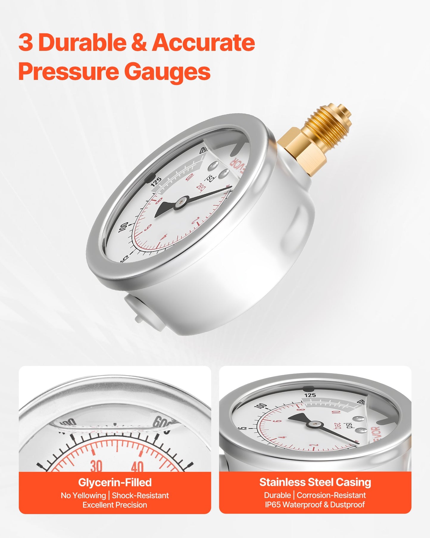 Hydraulic Pressure Test Kit, 150/900/2300/6000/9000 PSI (10/60/160/400/600 Bar), Hydraulic Gauge Kit 5 Gauges 20 Couplings 4 Quick-Release Couplers 3 Hoses for Excavator Construction Machinery