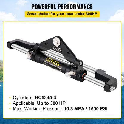 Hydraulisk styrcylinder 300HP, Hydraulisk styrning Frontmonterad Hydraulisk utombordare Marinstyrsats utan hydraulslang och rod för utombordare Båtstyrsystem
