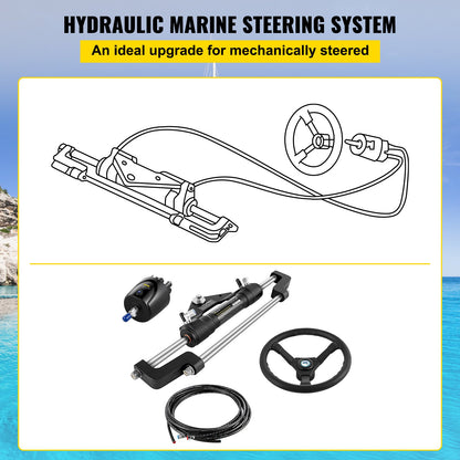 Hydraulic Outboard Steering Kit 300HP, Hydraulic Steering Kit Helm Pump,Hydraulic Boat Steering Kit med 22 fot hydraulisk styrslang för båtstyrningssystem