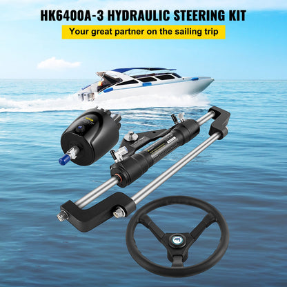 Hydraulic Steering Kit 300HP, Hydraulic Boat Steering Kit Helm Pump, Hydraulic Boat Steering Kit Without Hydraulic Steering Hose for Boat Steering System