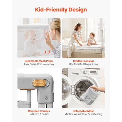 Sänggrind för småbarn, skyddsräcke för barnsängar med förstärkt järnrör och oxfordtyg, justerbart sängräcke på sidan, bärbart skyddsräcke för spjälsäng, våningssäng, 1500 x 890 mm, 1 styck |  EU