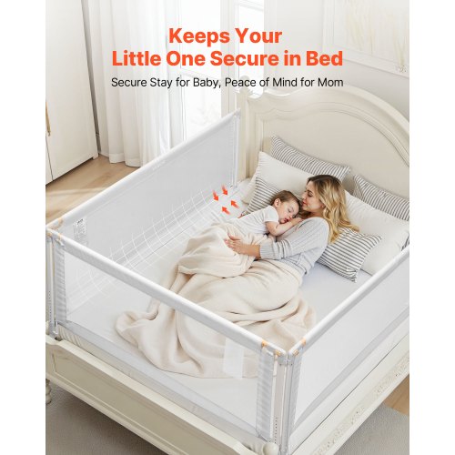 3-delad sänggrind för småbarn, skyddsräcke för barnsängar med förstärkt järnrör och oxfordtyg, justerbart sängräcke på sidorna, bärbart skyddsräcke för king size-säng, 3 sidor, grå |  EU
