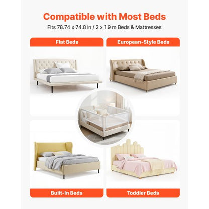 3-delad sänggrind för småbarn, skyddsräcke för barnsängar med förstärkt järnrör och oxfordtyg, justerbart sängräcke på sidorna, bärbart skyddsräcke för king size-säng, 3 sidor, grå |  EU