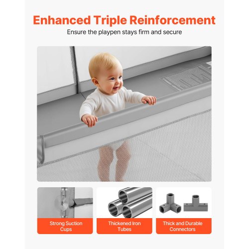 Babylekhage, 2000 x 1490 mm stor lekhage för småbarn, inomhus-/utomhusstaket för babylek med 50 havsbollar, dragkedja med dörr och andningsbart nät, säkerhetsaktivitetscenter utan mellanrum för spädbarn och småbarn |  EU