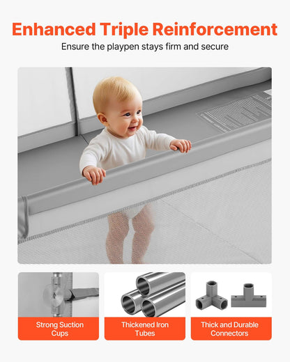 Baby Playpen, 78.7″ x 58.7″ Large Toddlers Playpen, Indoor/Outdoor Baby Fence Play Yard with 50 Ocean Balls, Zippered Door & Breathable Mesh, No-Gap Safety Activity Center for Babies Toddlers