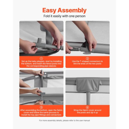 Babylekhage, 2000 x 1785 mm extra stor lekhage för spädbarn, inomhus-/utomhuslekgård med staket, säkerhetsaktivitetscenter utan mellanrum med 50 havsbollar, dragkedja med dörr och mjukt, andningsbart nät |  EU