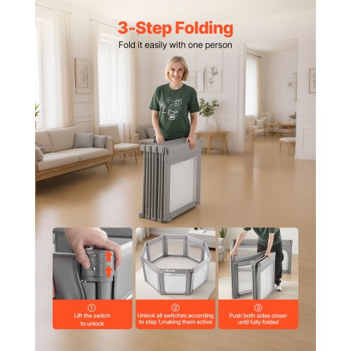 Babylekhage, 2000 x 1780 mm Extra stor lekhage för småbarn, hopfällbart babystaket med dragkedja och mjukt andningsbart nät, säkerhetsaktivitetscenter för inomhus och utomhus - perfekt present till småbarn |  EU