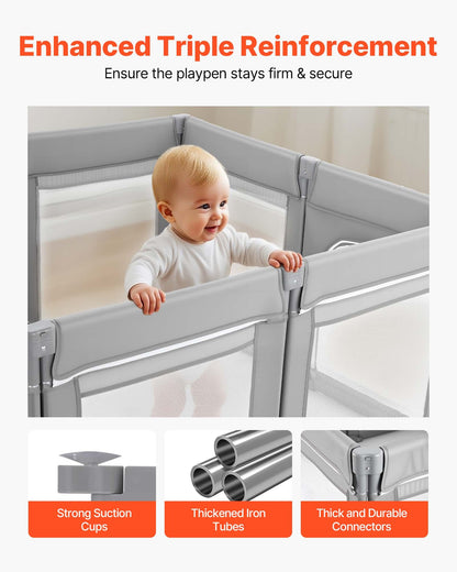 Baby Playpen, 78.7″ x 70.1″ Extra Large Toddlers Playpen, Foldable Baby Fence Play Yard with Zippered Door & Soft Breathable Mesh, Indoor Outdoor Safety Activity Center - Great Gift for Toddlers
