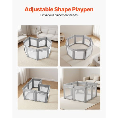 Babylekhage, 1200 x 1200 mm hopfällbar lekhage för småbarn, inomhus-/utomhusstaket för babylek med dragkedja och mjukt andningsbart nät, aktivitetscenter utan mellanrum för småbarn 6–24 månader |  EU