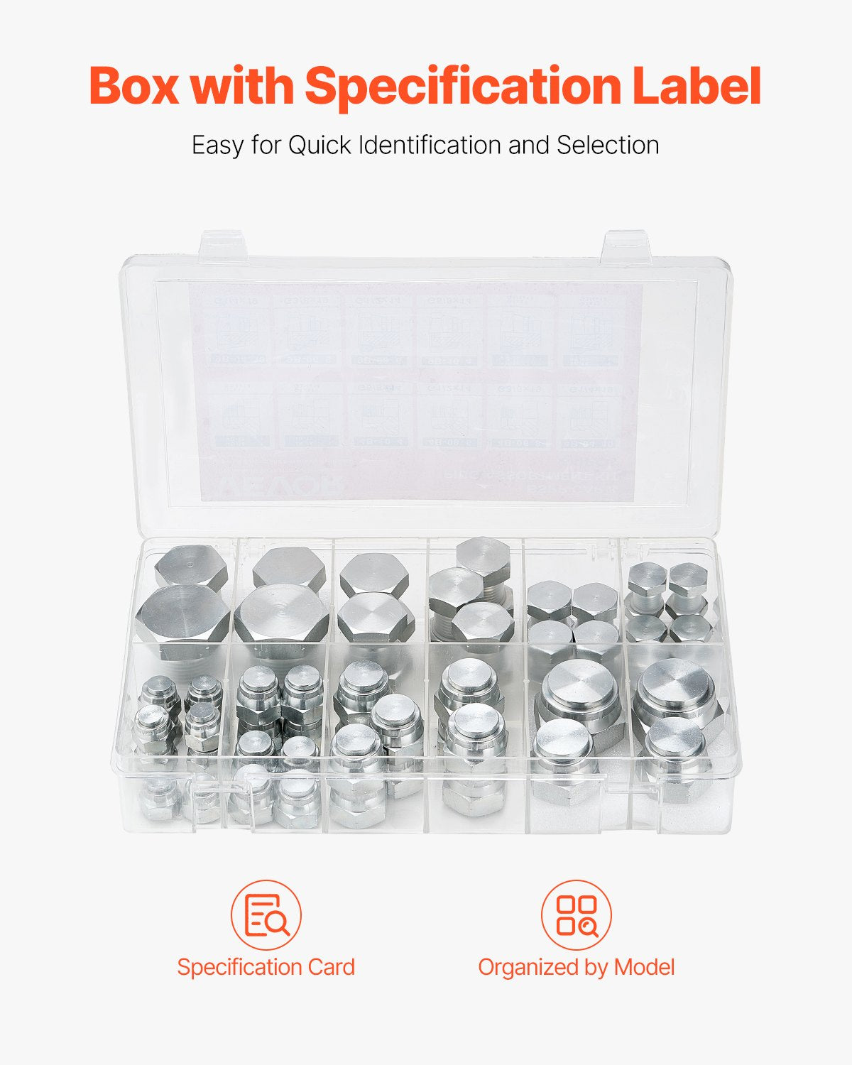 64 PCS BSPP Hydraulic Fittings, Hydraulic Cap and Plug Kit with Precision Threading, Galvanized Steel Heavy Duty Hydraulic Fitting Adapter Kit, Dash Sizes 04/06/08/10/12/16